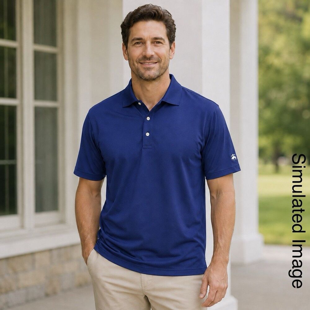 Brooks Brothers Performance Polo Shirt Mens Large Navy Stretch Golf Logo